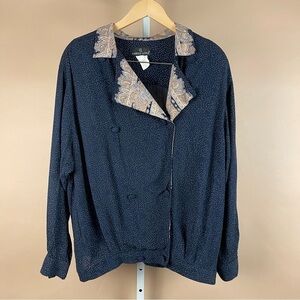 VINTAGE Carole Little Size 10 Paisley Polka Dot Multi Print Blazer Jacket Boho